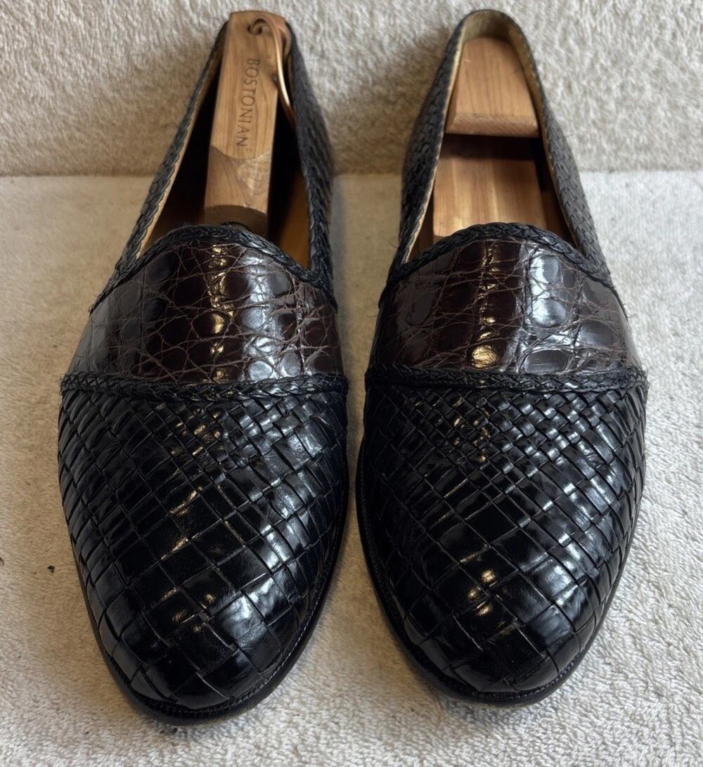 Miguel Angel - Genuine Crocodile Woven Leather Dress Shoes Men Size 10.5 M